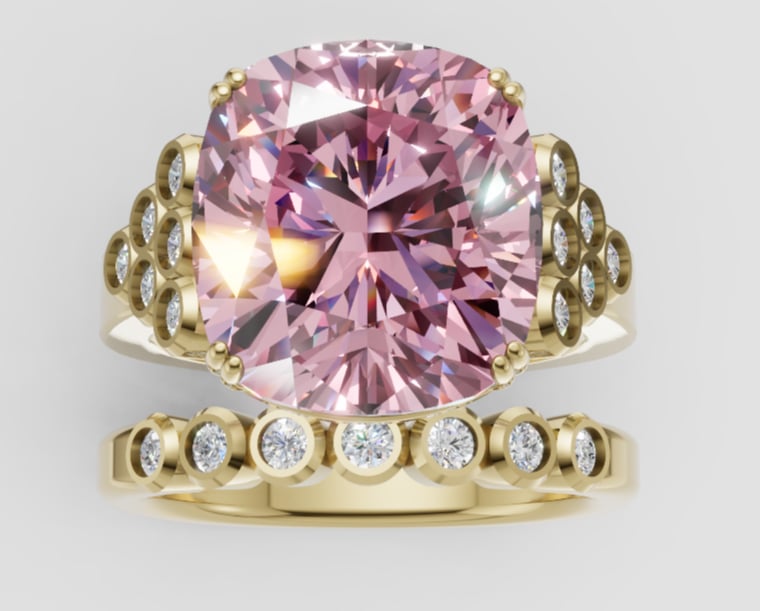 9 ct Pink Sapphire & Bezel-Set Diamond 14K Gold Statement Ring (Band sold seprately)
