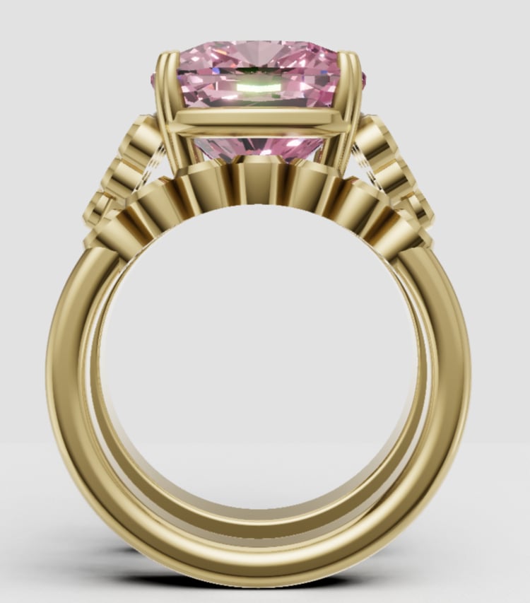 9 ct Pink Sapphire & Bezel-Set Diamond 14K Gold Statement Ring (Band sold seprately)